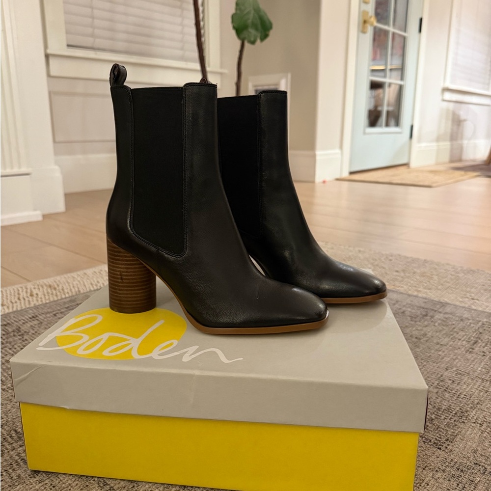 Boden Black Heeled Leather Boots